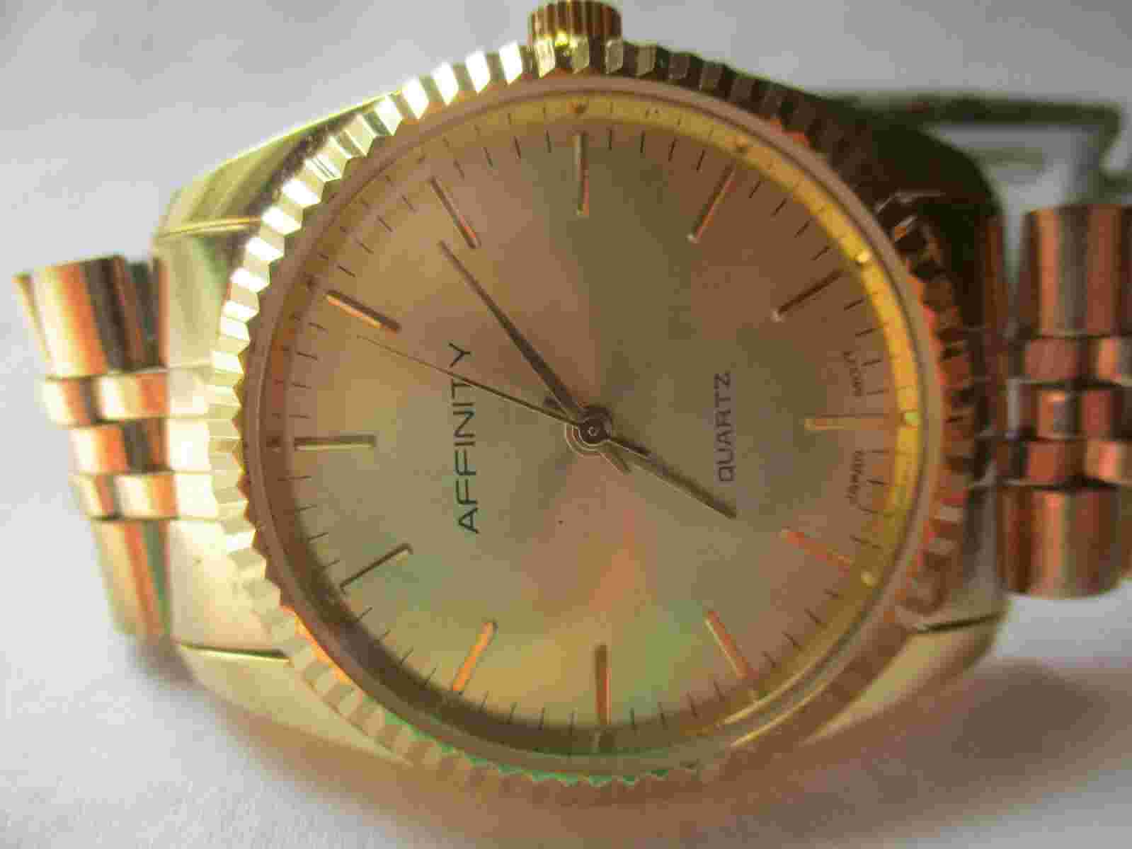 Affinity Wristwatch Gold Tone Stainless Steel Band Round Face Classic