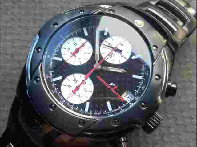 "SEIKO HONDA Racing F1 Chronograph Mens Wrist Watch Silver Quartz Round Japan "