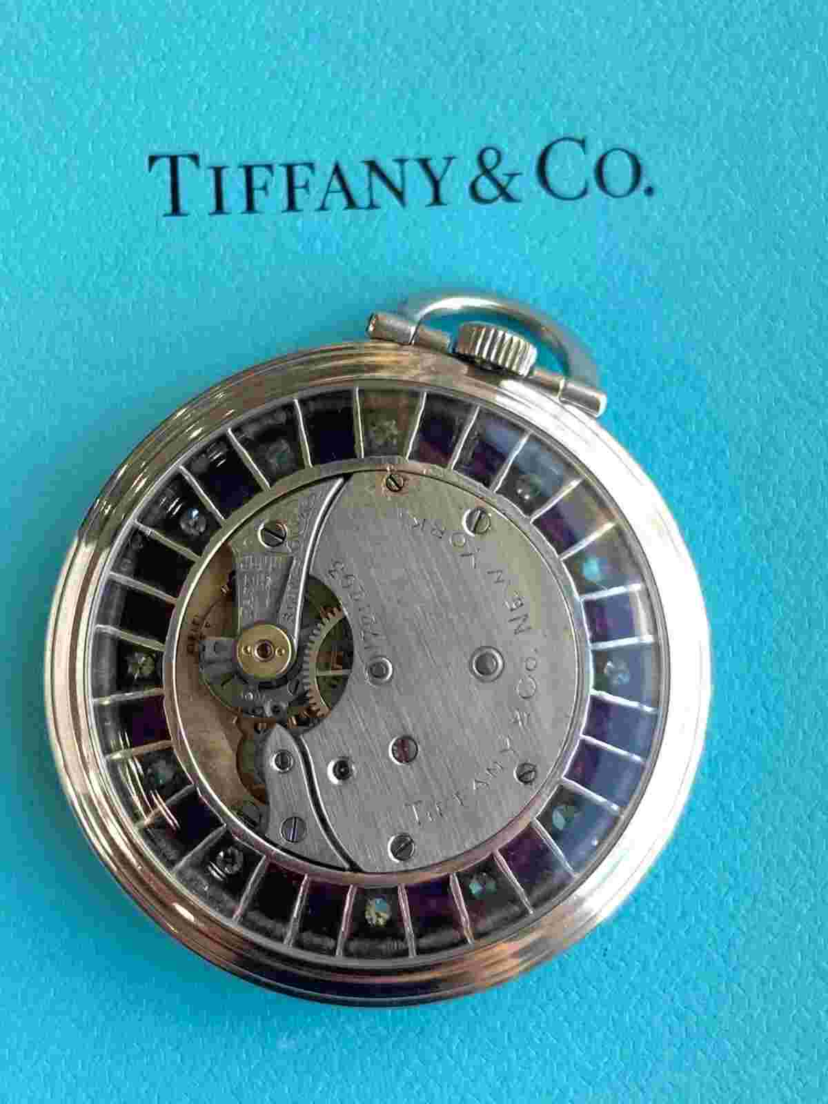 ART DECO Antique Tiffany & Co Diamond and Ruby  Open Pocket Watch AUTHENTIC
