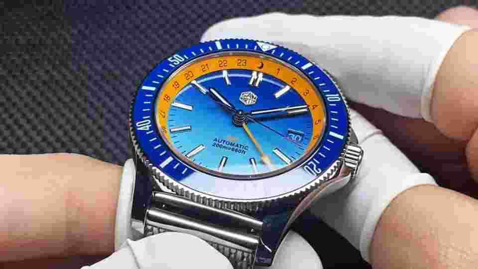 San Martin Original Design GMT Dive Men Watch NH34 Automatic Mechanical Wristwat