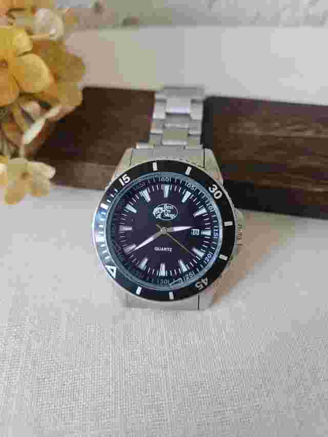 Bass Pro Shops Mens Silvertone Watch WORKS GREAT BPS-M5-16