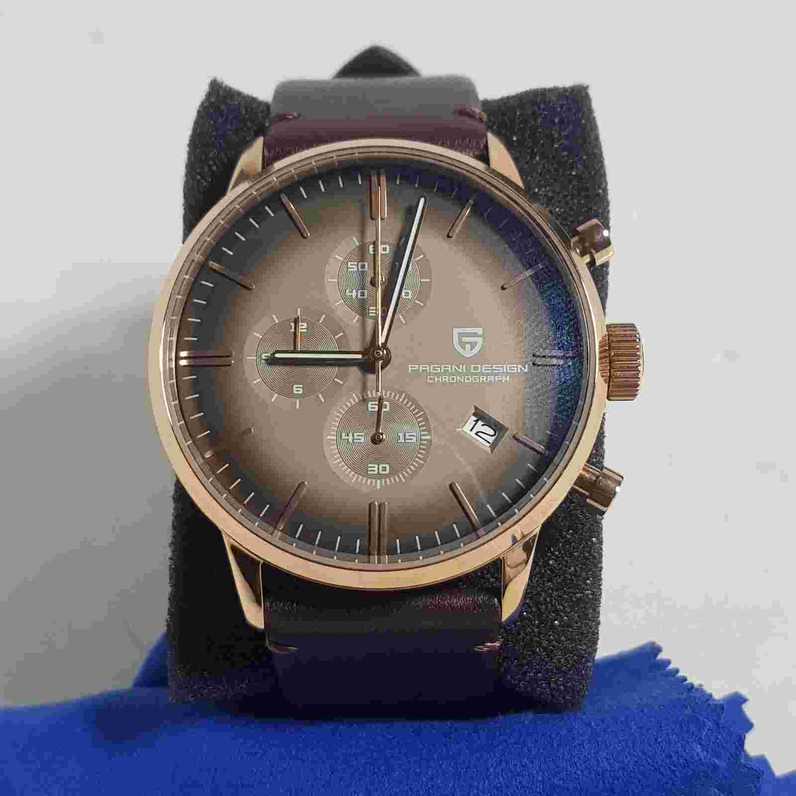 PAGANI DESIGN PD-2720K Date Chrono Leather Band Men's Quartz Watch NEW IN BOX