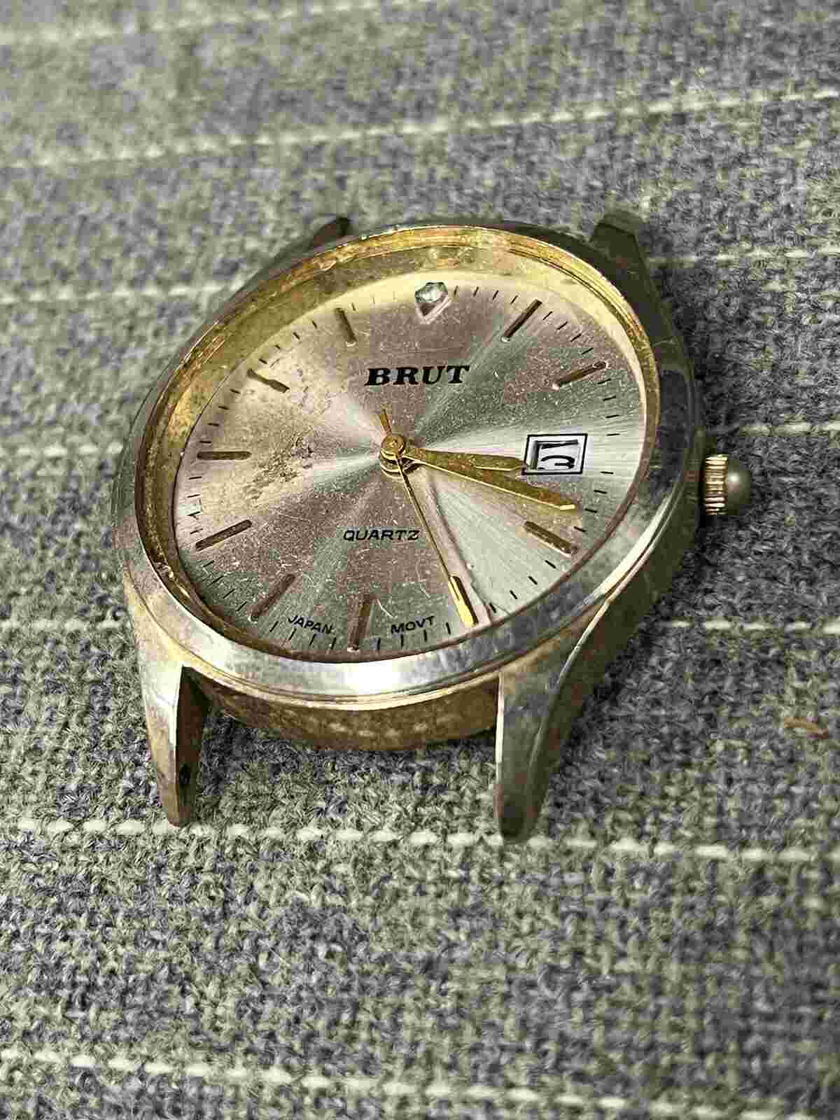 Brut Quartz Yellow Gold Plated Watch Battery Operated Wristwatch REPAIR