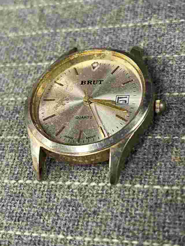Brut Quartz Yellow Gold Plated Watch Battery Operated Wristwatch REPAIR