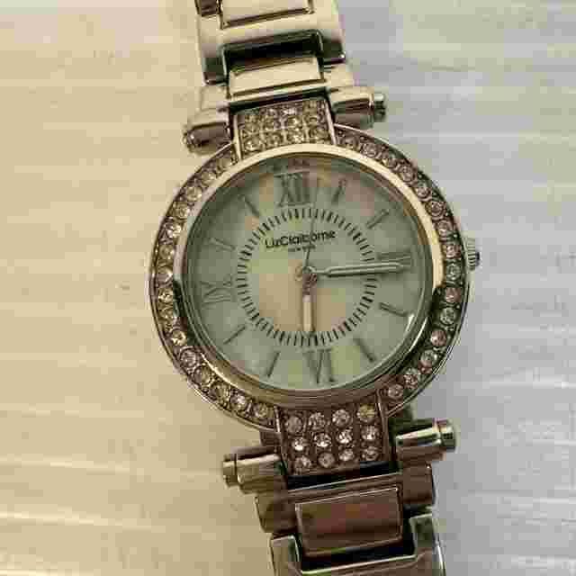 Vintage Silver Tone Faux Diamond Liz Claiborne Wristwatch