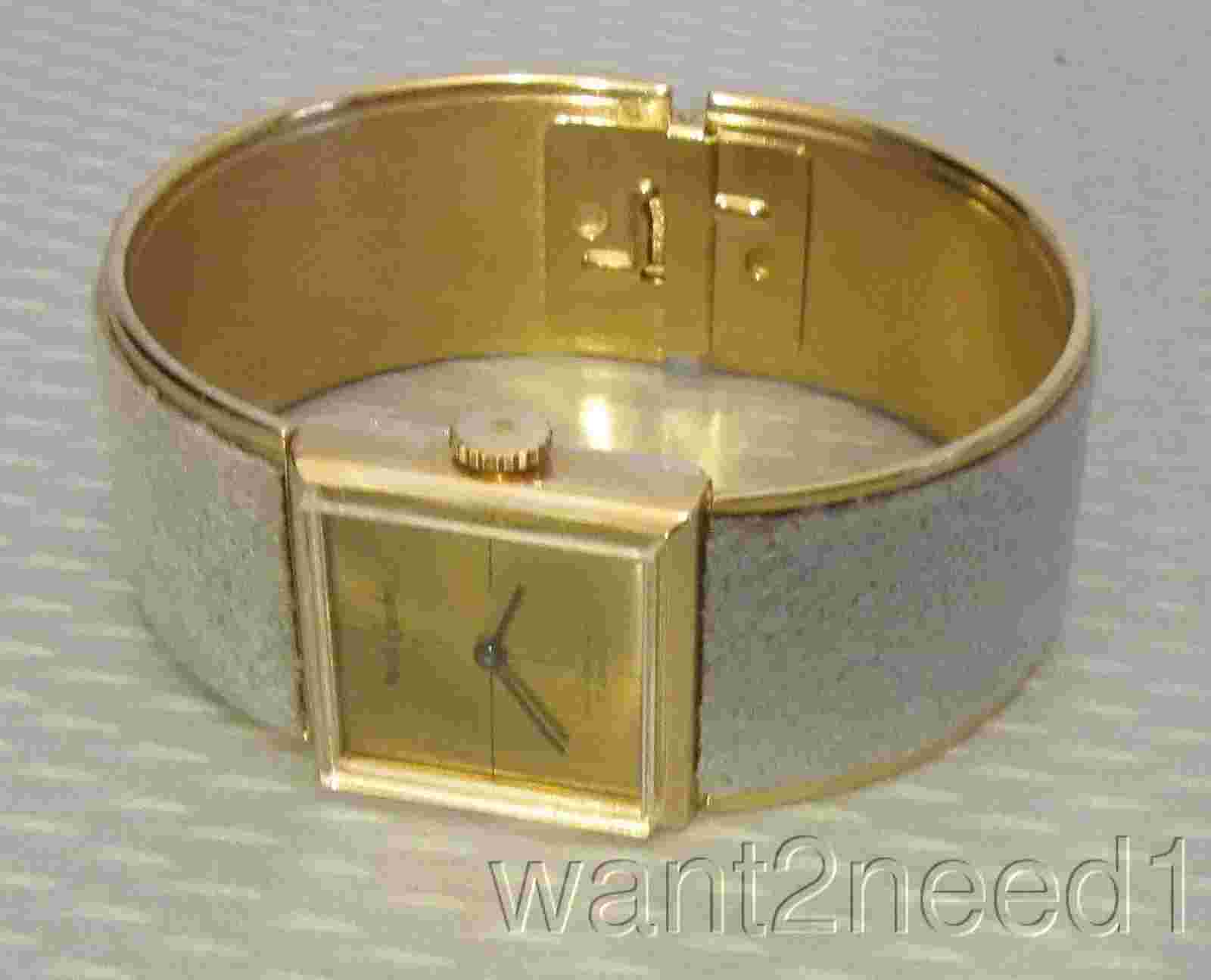 1960s vintage Marcel Boucher Watch Bracelet Gray Suede Bangle Wind Up 17J RUNS