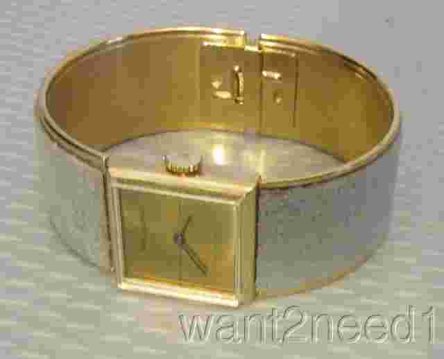 1960s vintage Marcel Boucher Watch Bracelet Gray Suede Bangle Wind Up 17J RUNS