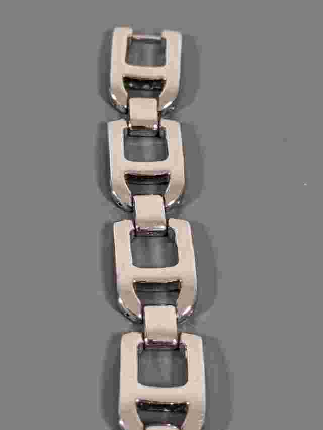 J Jill White Dial Silv5er Tone Rectangle Case Link Bracelet Band Watch