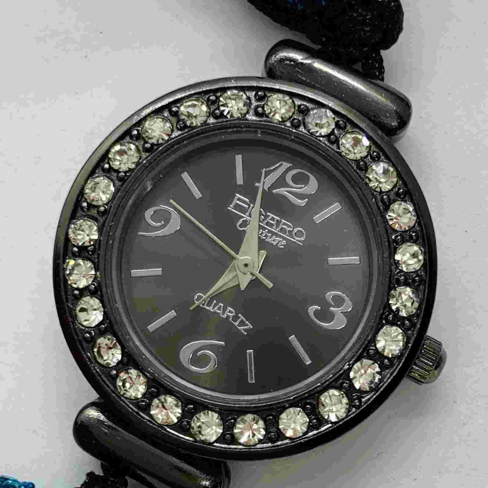 Figaro couture womens Quartz watch 27mm case size,black toned adjustable runs