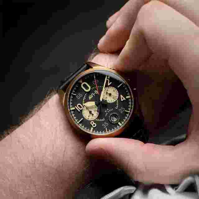 AVI-8 Spitfire Lock Chronograph Void Black Quartz Watch AV-4089-07