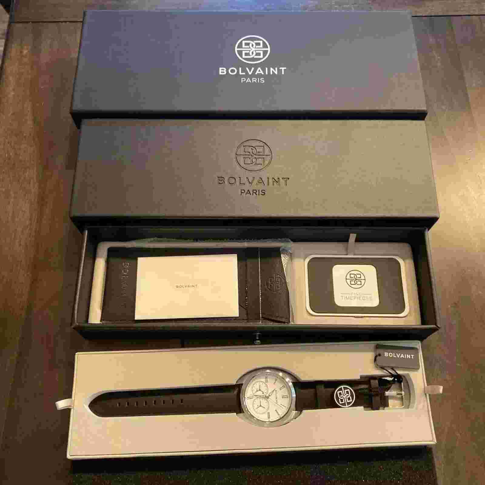 $1700 Bolvaint Paris Fine French Designer Timepiece Men’s Stainless Steel Watch