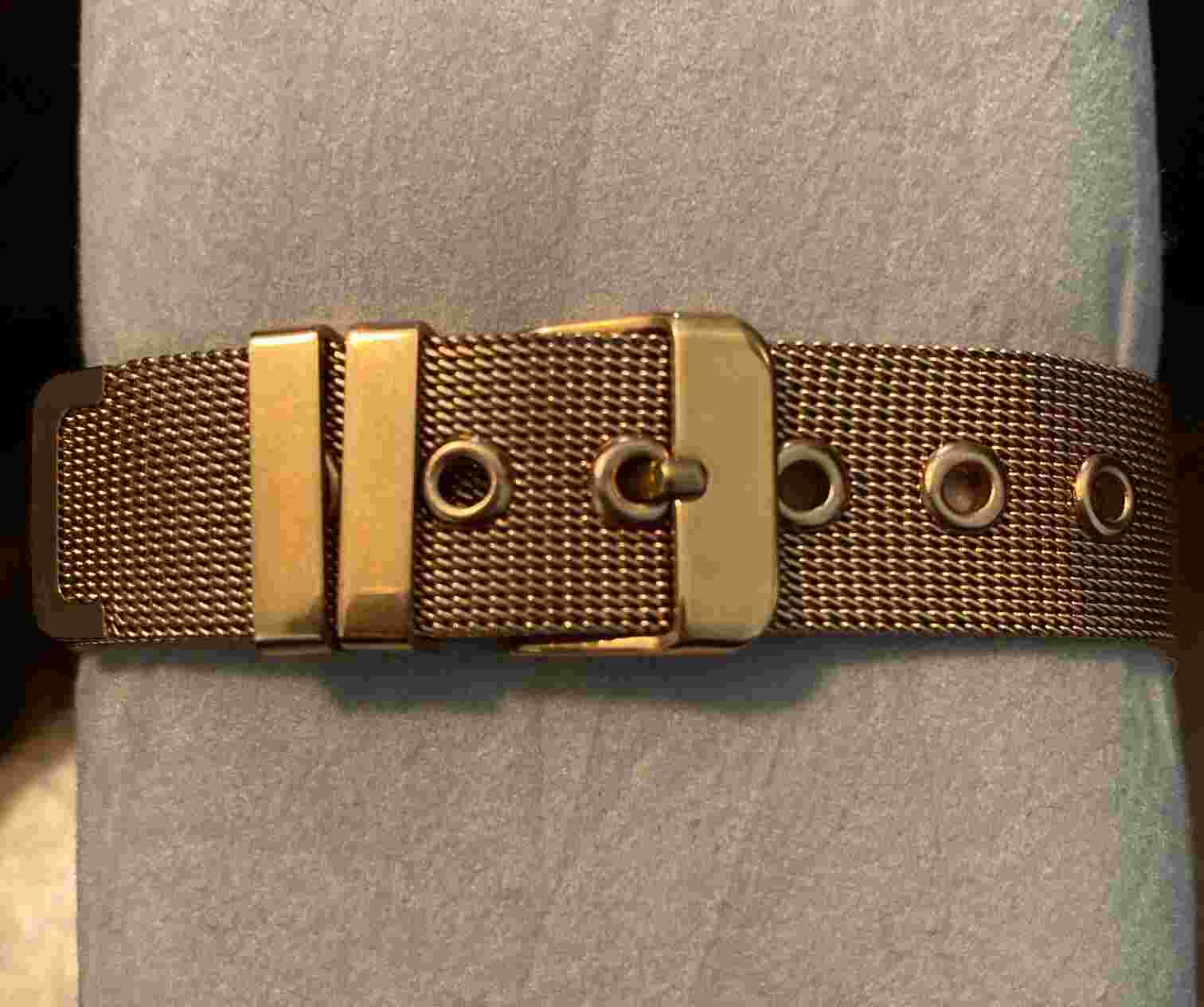 Eddie Borgo NY White Dial Round Rose Gold Tone Case Mesh Stainless Band Watch