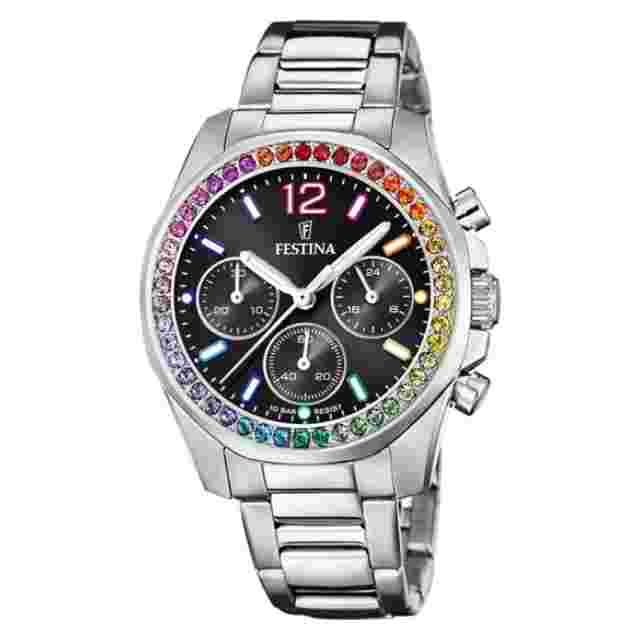 Festina Rainbow F206063 Womens Silver Stainless Steel Chronograph Dial Watch