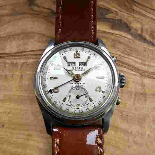 Vintage Olma Triple Calendar Automatic Bumper Men's Watch