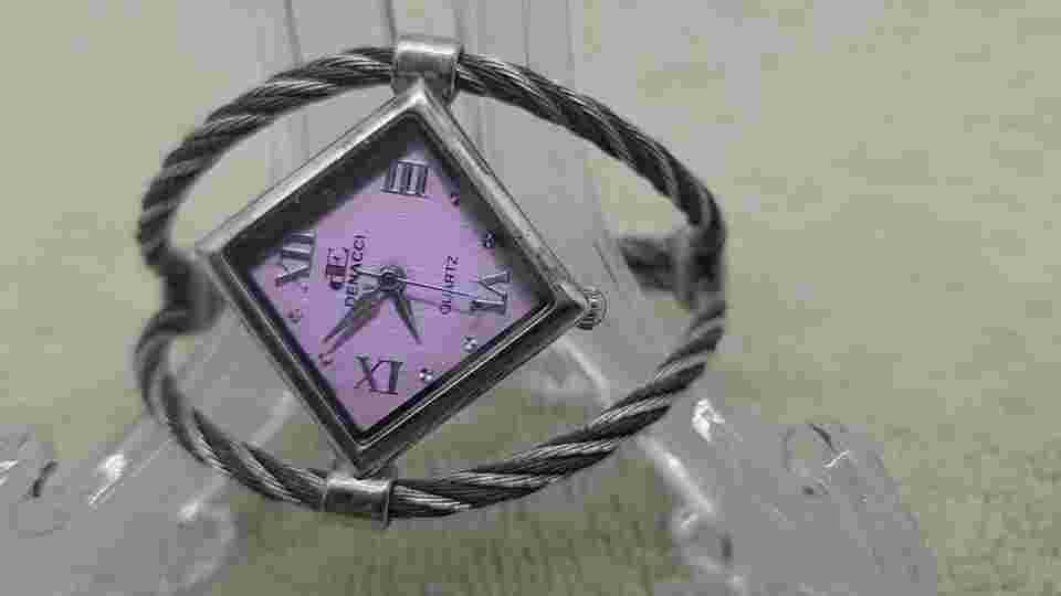 DENACCI Cuff Bracelet Quartz Analog Women's Watch Lavender Face  New Battery