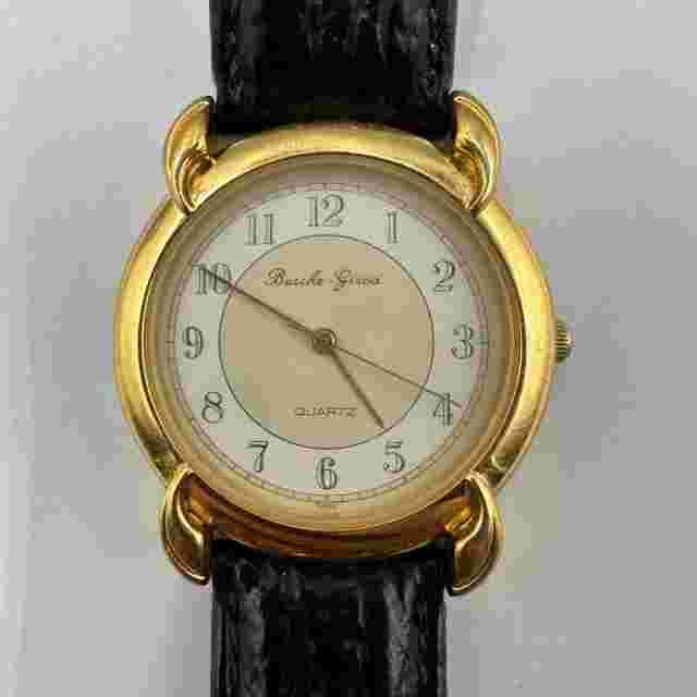 Vintage Bueche Girod Watch Women Gold Tone Brown Leather Band New Battery 9"