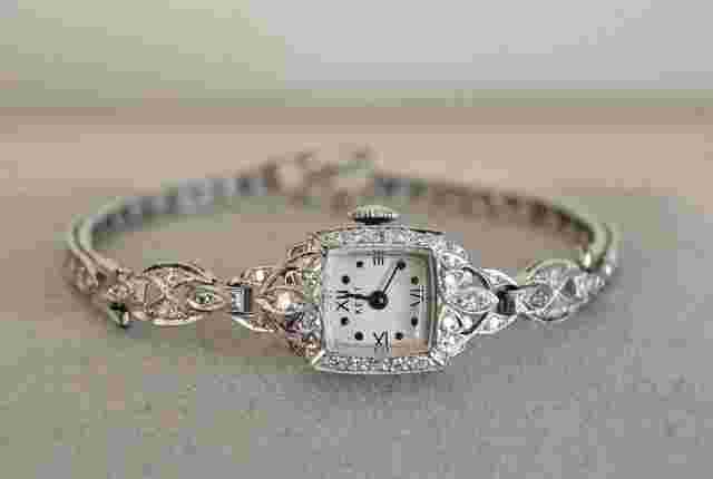 Stunning Vintage Platinum Gold and Diamonds Kent Women's Watch .58 ct. Diamonds