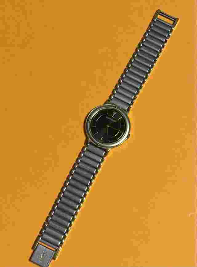 Yves Saint Laurent Black Dial Men's Watch Silver Gold Belt 30mm