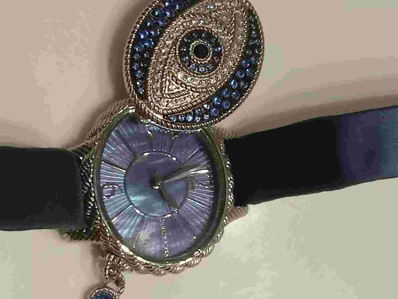 Rare Old Stock Judith Ripka Evil Eye Blue White Diamonique Watch