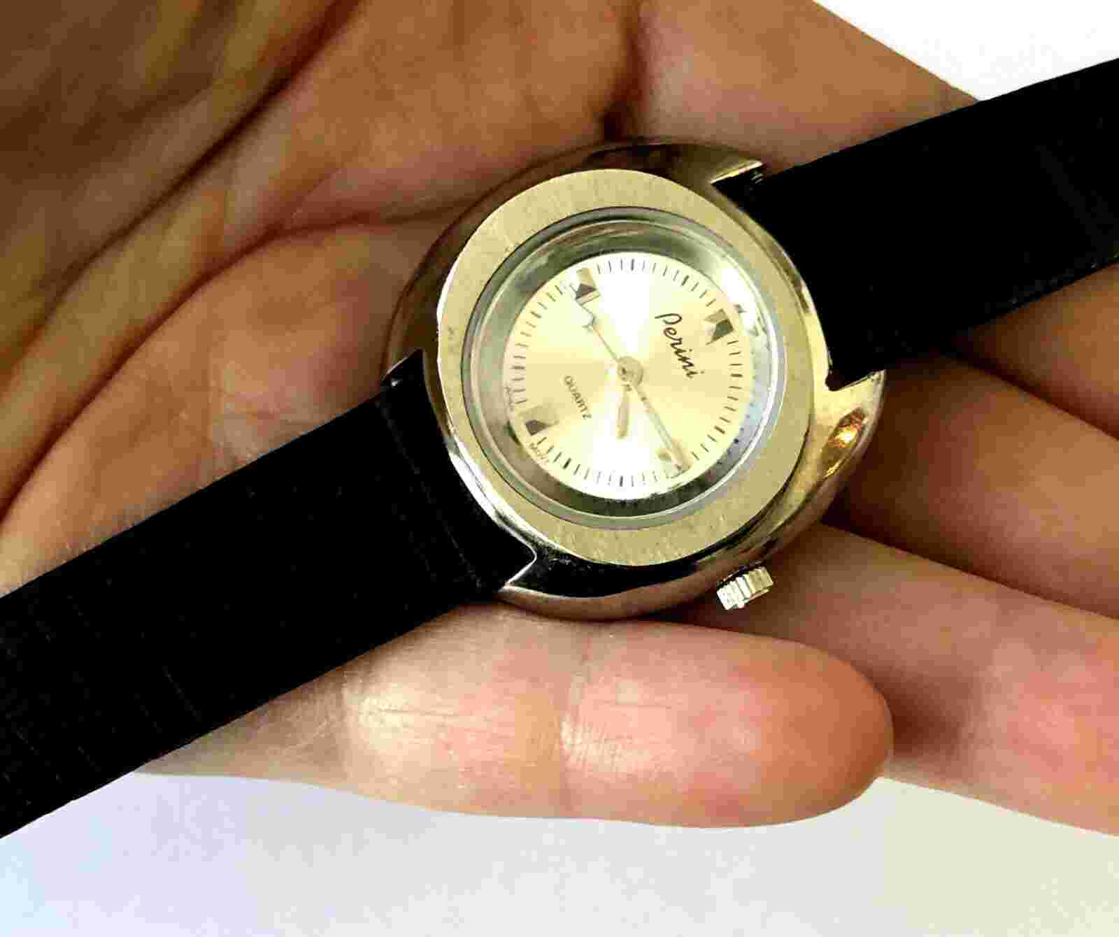 Perini Quartz Silver Tone Ladies Watch Runs New Battery Keeps Time Lizard Band