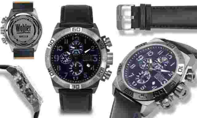 NEW Wohler 1159M Men's Lorhard Collection Blue Leather Sport Style Date Watch