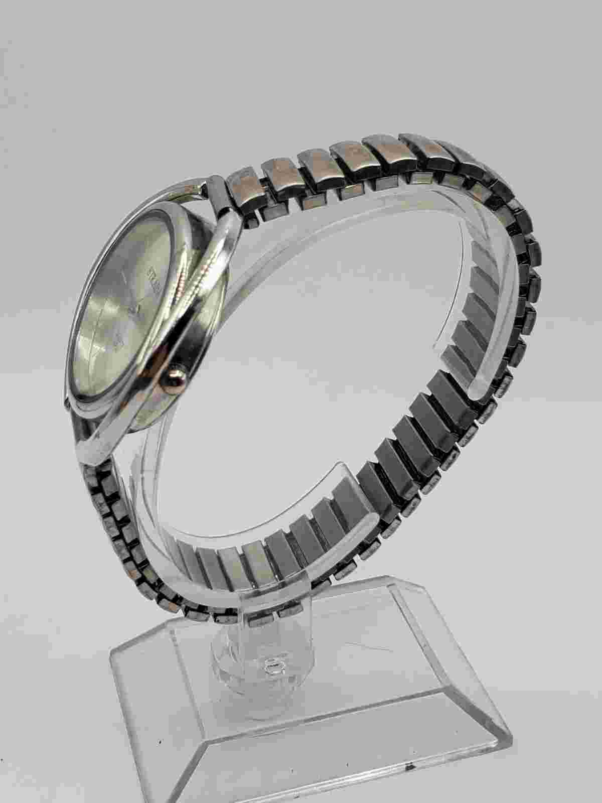Strada Ladies Fashion Quartz Watch 40mm Oval Silver Tone Stretch Bracelet