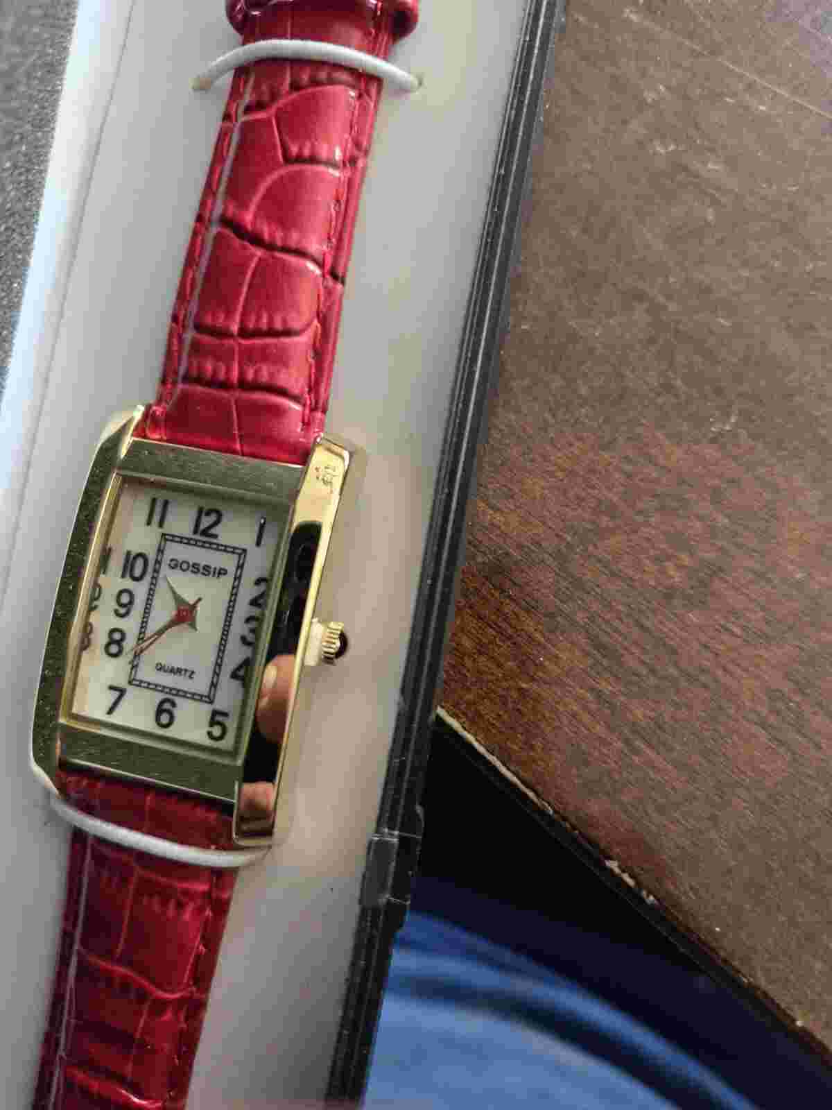 ONE Gossip Rectangle Case Colorful Strap Wrist-Watch, Large Araebic Numbers, NIB