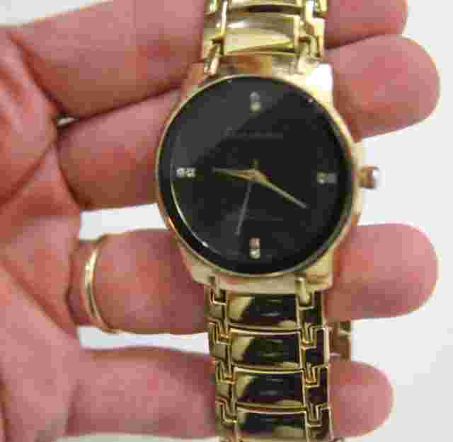 Luis Cardini Men's Gold Tone Water Resistant Quartz Watch Needs Battery BB739