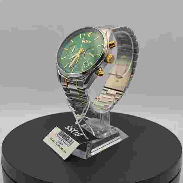 NEW GENUINE BOSS CHAMPION HB1513878 SILVER GOLD & GREEN TONE MEN'S WATCH