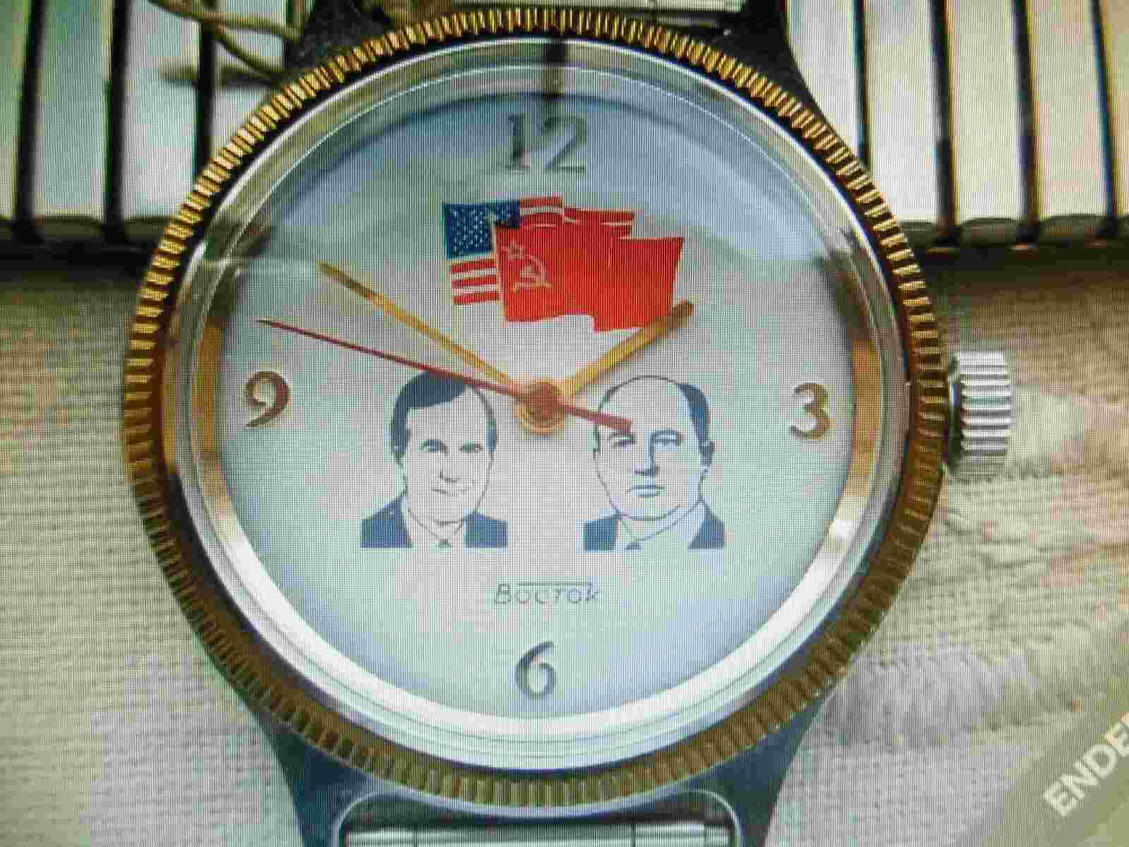 NEW OLD STOCK, RARE VINTAGE, 1991 VOSTOK-USSR-USA 17 JEWELS MAN.MOVEMENT, GP/SS.