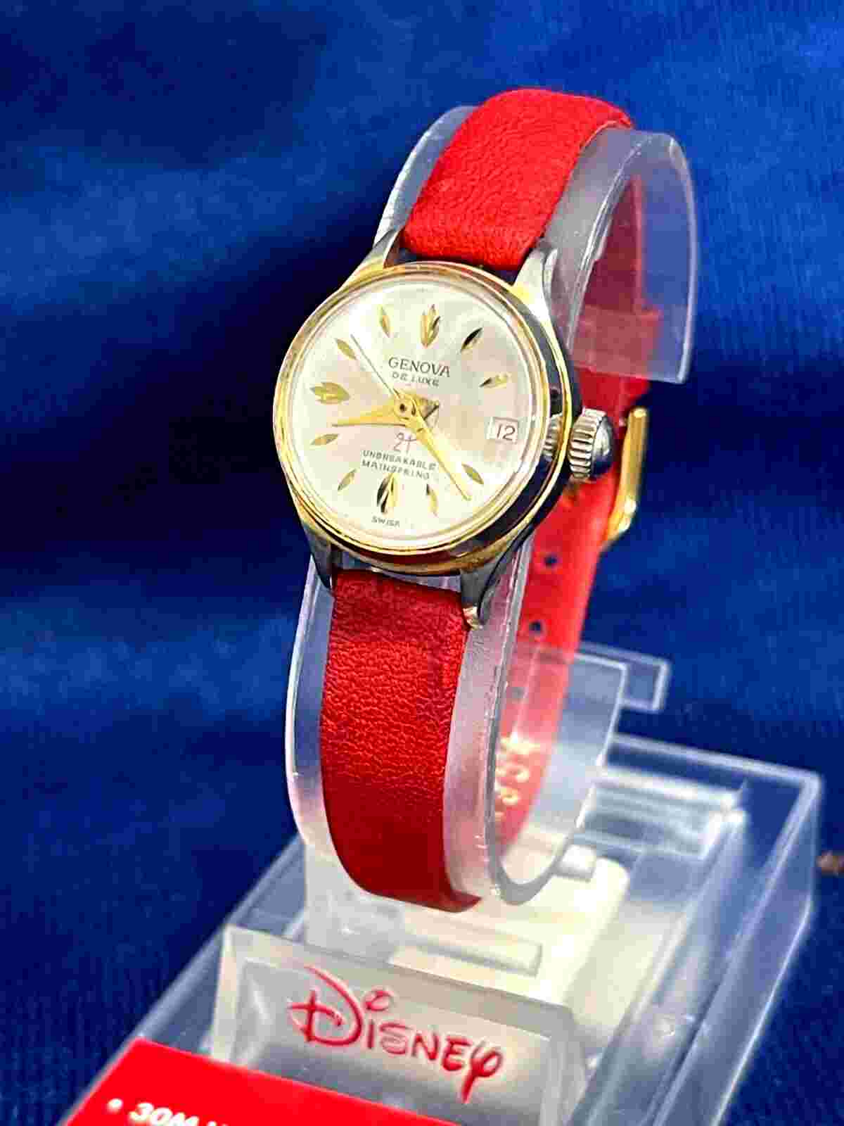 Nr. Mint Genova Deluxe Gold Wind Up 5 Jewel Watch Womens Waterproof Swiss Nice!!