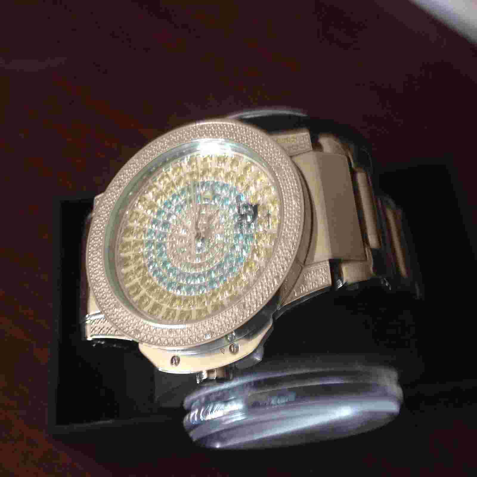 NEW Techno Master TM-2116 Watch Men's 1/4 CTS Yellow White Blue