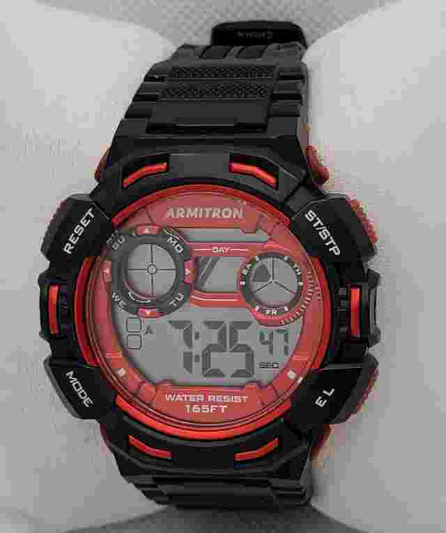 Mens Armitron Pro Sport Chrono Black Red Digital Watch 40/8393 K2
