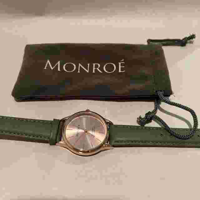 Monroe By Maestro Watch Classique Rose Gold Gray Leather Band New W Duster Bag