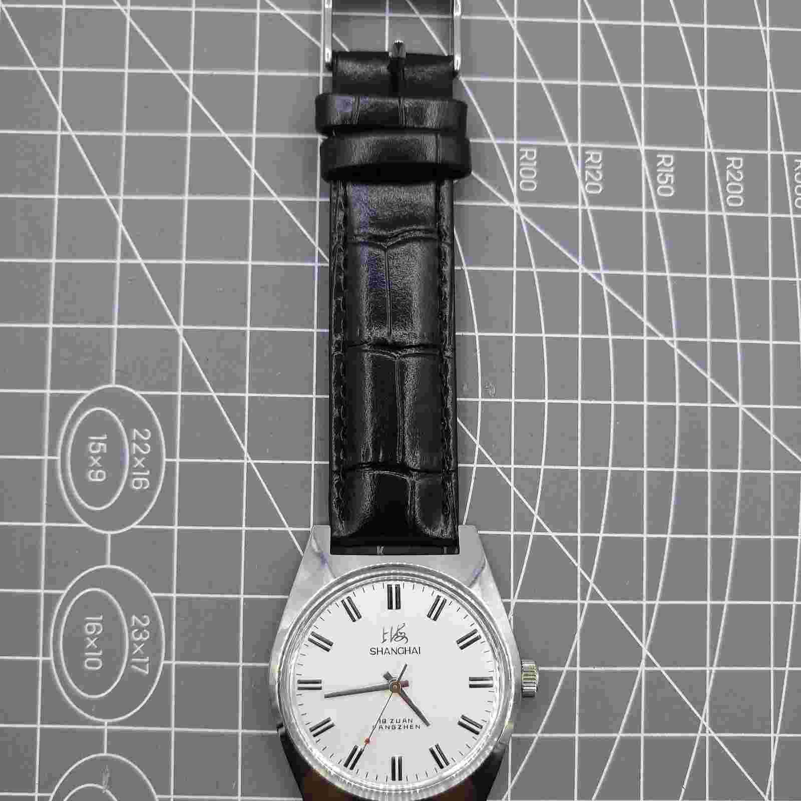 38mm Shanghai Factory Made Manual Mechanical Watch White Dial 3 Hands 19 Jews