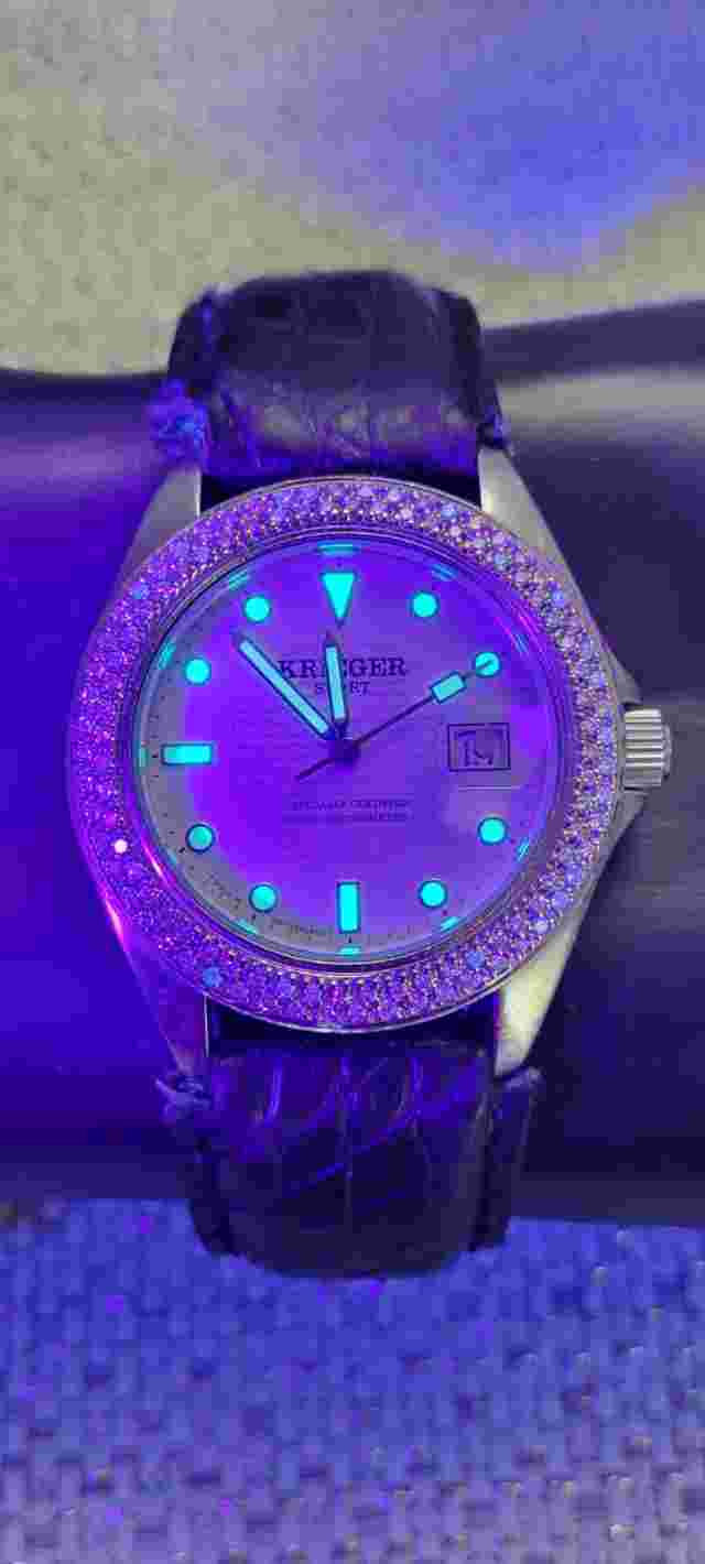 Krieger Sport 18k Gold Diamond Bezel 7 Jewels 37mm Swiss Quartz Unisex Watch