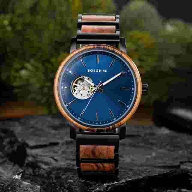 Engraved Watch, Mens Watch, Wooden Watch, Automatic Watch | 1 year anniversary
