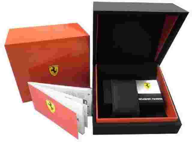 FERRARI FE-07-IPBBK Watch Scuderia Chronograph 44mm Black Dial Leather Belt Mens