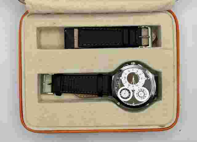 Curtis & Co Stainless Steel Big Time World 3 Time Zone Watch Brown