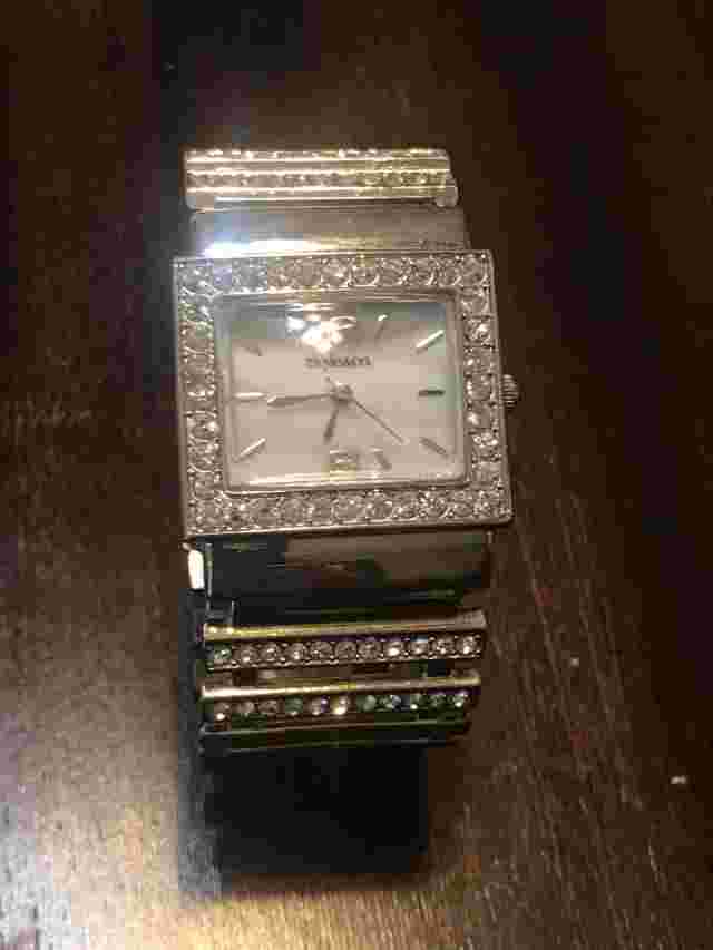 Style & Co Bronze Tone Cuff Bracelet Watch New Battery Silver Tone