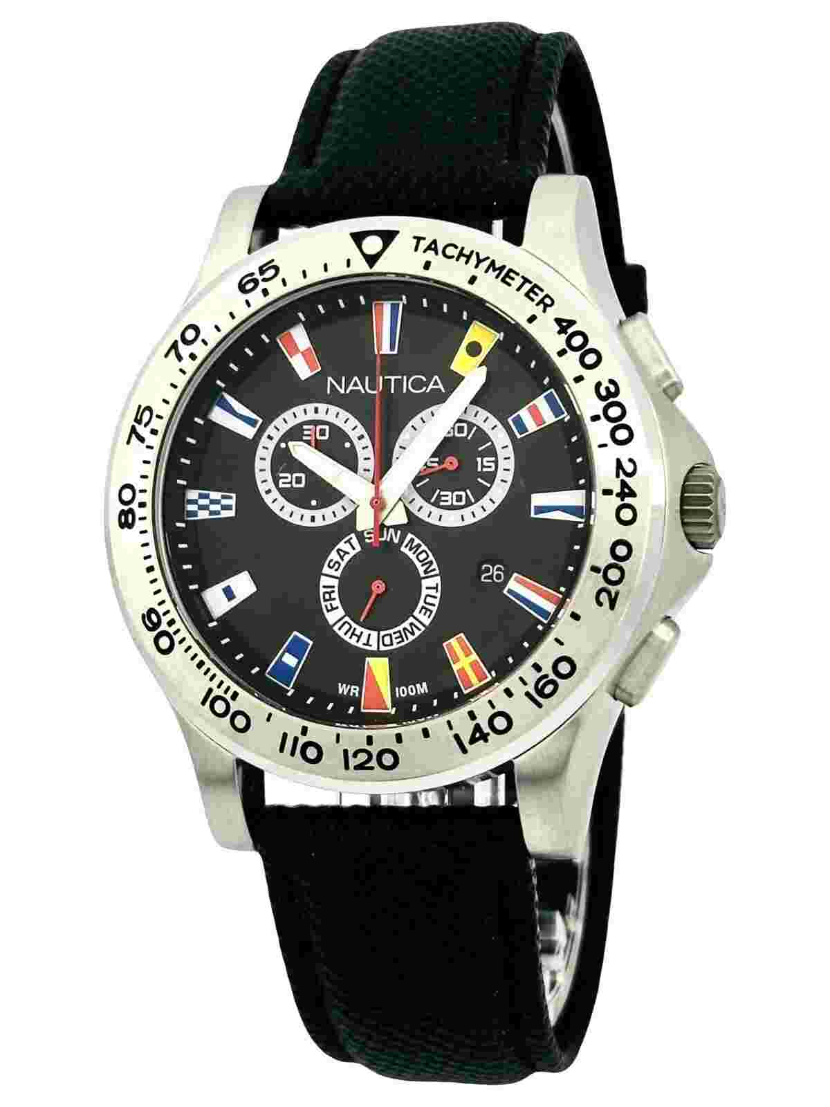 Nautica NST 600  Black Dial Multifunction Chronograph FLAGS Watch A19595G