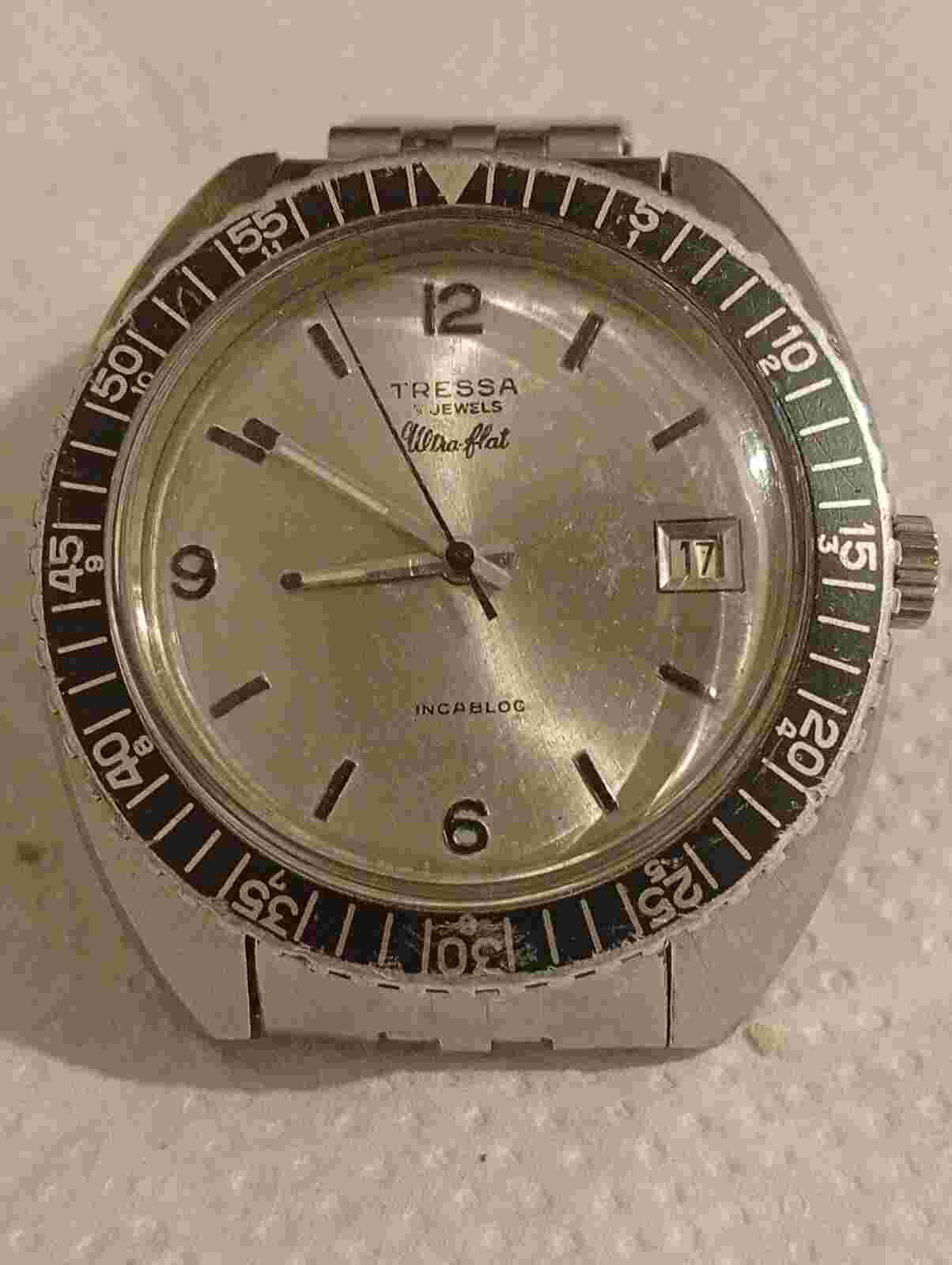 Vintage Tressa watch Diver 42.5 mm automatic Rotating bezel