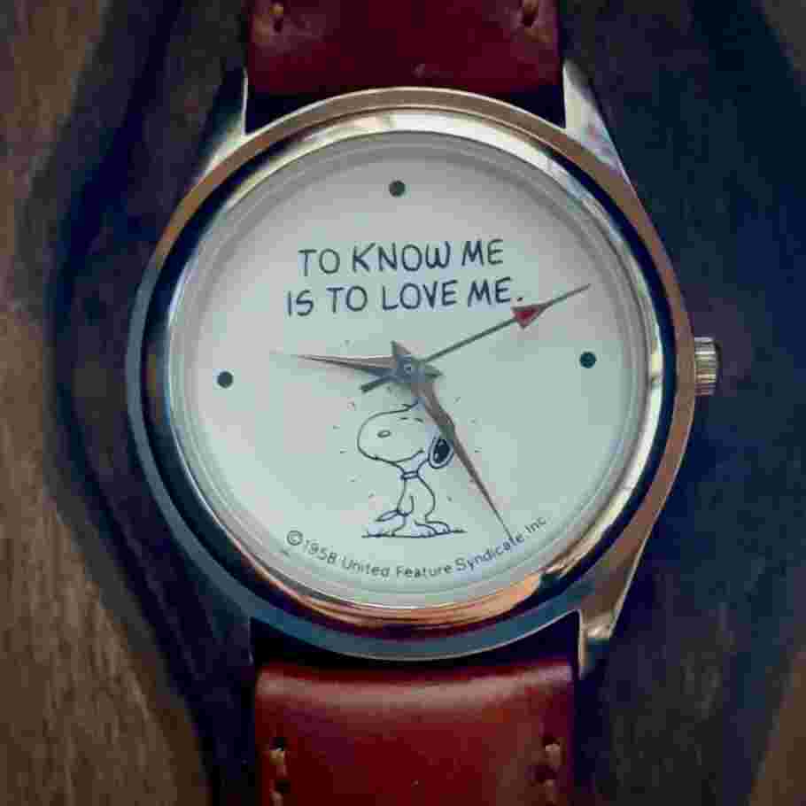Peanuts Snoopy watch OPEX with wooden box shipped from Japan
