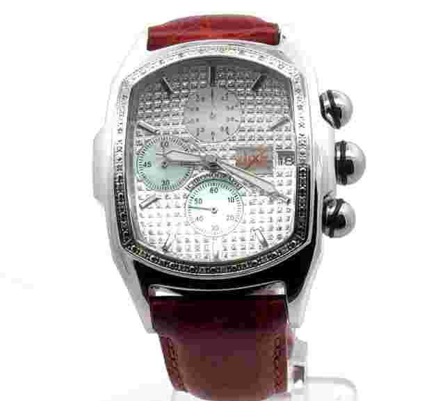 Techno Trend Luxe Men's Diamond Brown Alligator Leather Band Watch