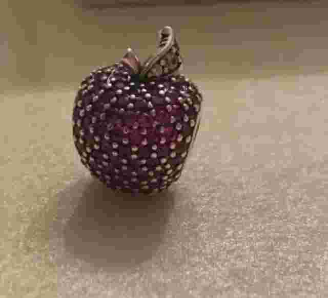 PANDORA Charm 791485CFR Pave Apple Fancy Red Cubic Zirconia Green Crystal