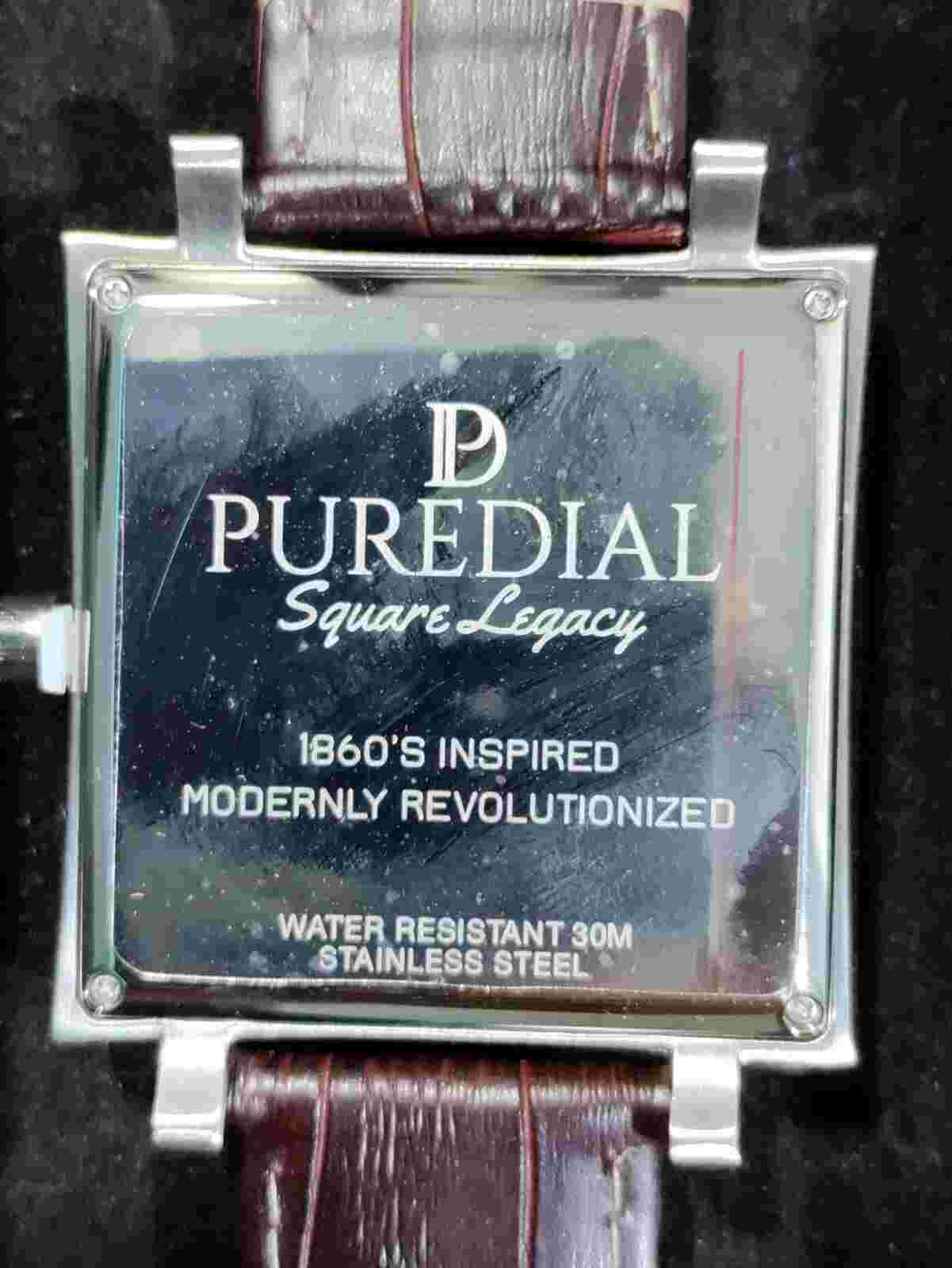 Puredial The Square Legacy Mens Watch Brown Leather Band Water Resistance