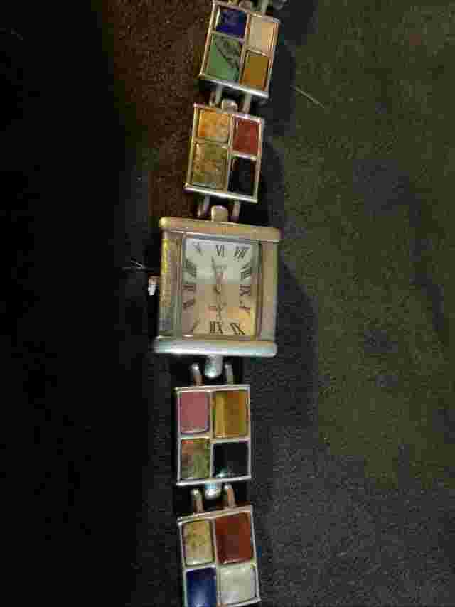 Aria OIT Sterling Silver 925 Watch Southwestern Multi Natural Stone Inlay Lady
