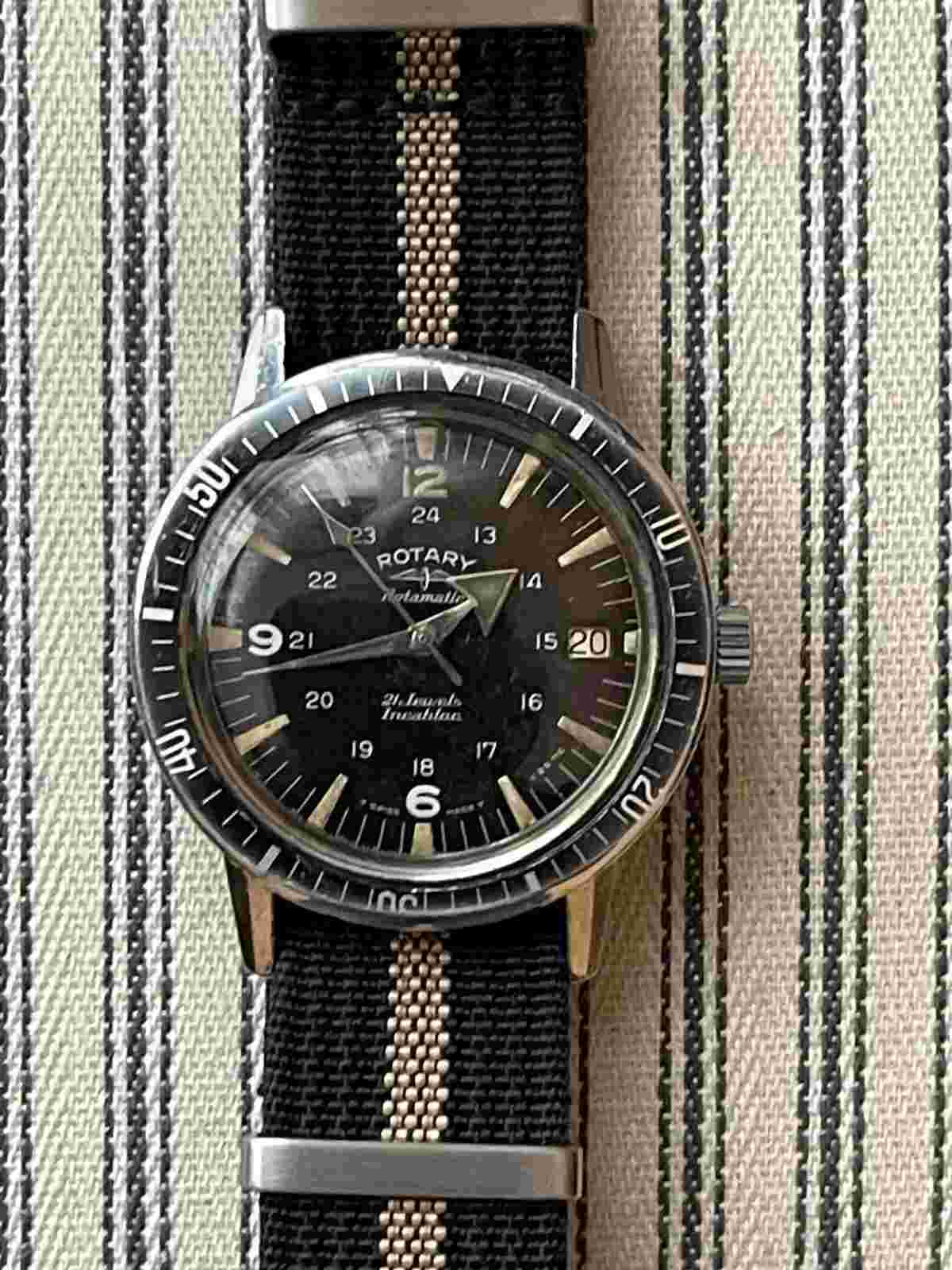 ROTARY AQUAPLUNGE BROAD ARROW DIVER’S WATCH EARLY RARE MODEL