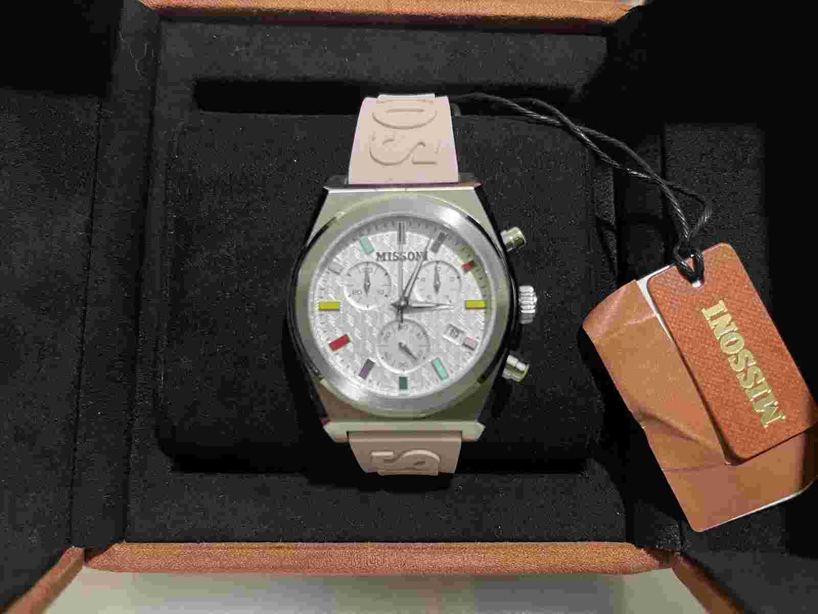 Missoni Ladies Active Chronograph 331 Multicolour Dial Pink Strap Watch