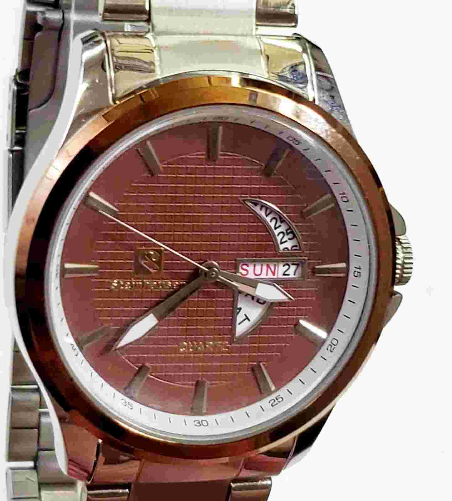 RARE,UNIQUE Men's Watch STEINHASEN TW8530SC. Crescent Bi-Lingual Calendar